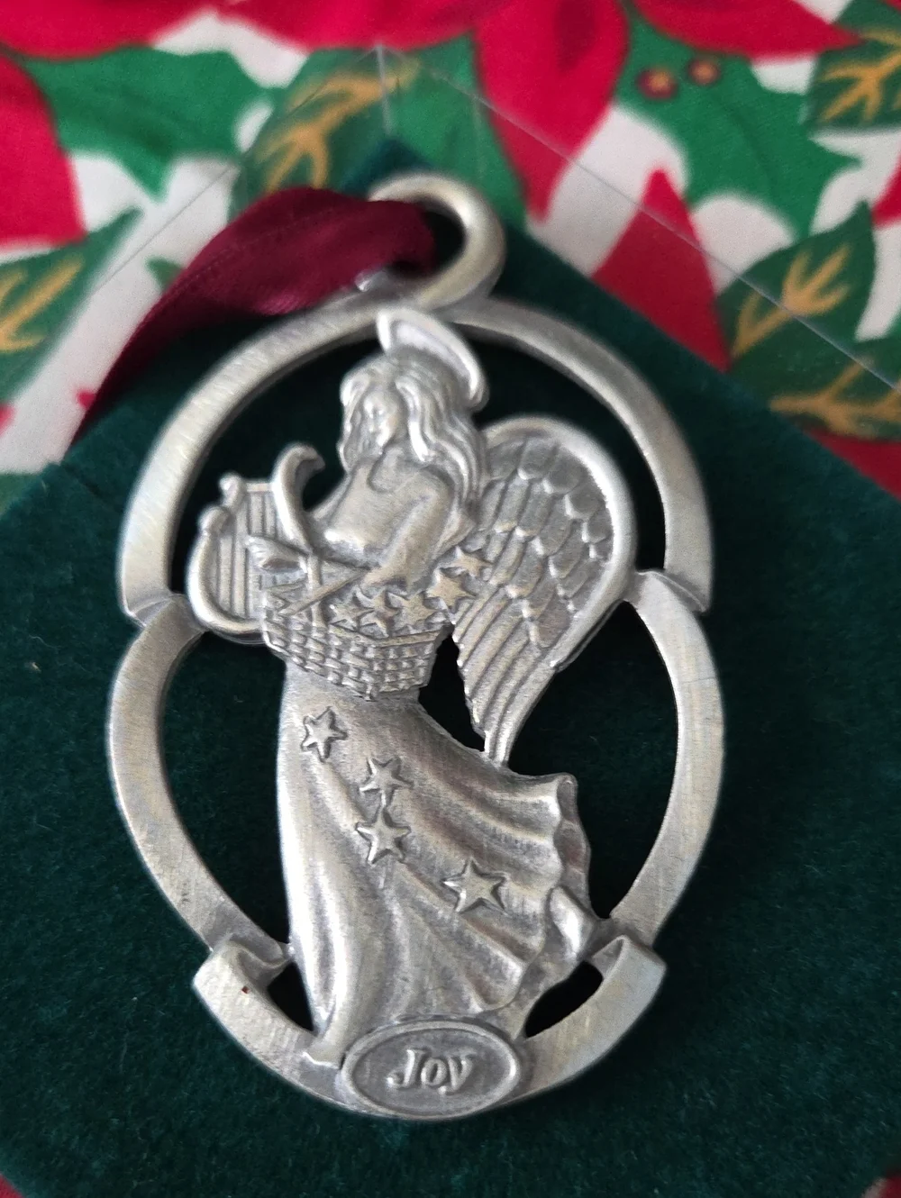 *1998* Longaberger 4 Pewter Angel Ornsment Set. Peace, Hope, Joy And Love